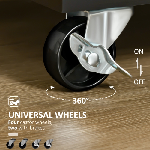 Îlot de cuisine à roulettes de 41&nbsp;po de HOMCOM, chariot de cuisine sur roulettes avec 2 tiroirs de rangement, 2 armoires de porte et support à