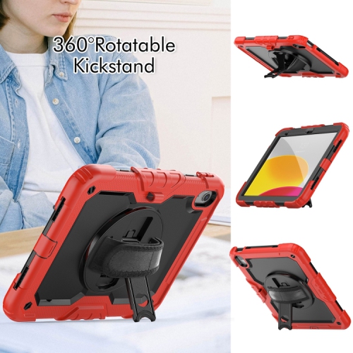 XCRS Heavy Duty Case for Apple iPad 10th Ge 10.9 inch, 360° Rotating Kickstand with Shoulder Strap and Built-In Screen Protector, Complete Protection