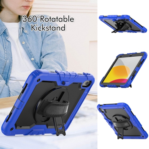 XCRS Heavy Duty Case for Apple iPad 10th Gen 10.9 inch, 360° Rotating Kickstand with Shoulder Strap and Built-In Screen Protector, Complete