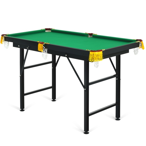 Topbuy 47" Pool Table Set for Kids Foldable Billiard Table for Home and School Green