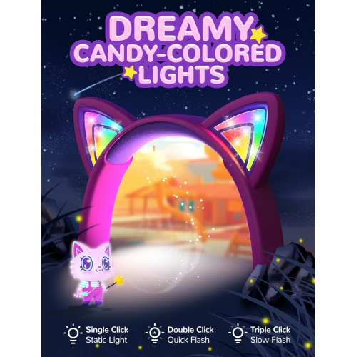 Casque pour enfants avec oreilles de chat LED, casque filaire intra-auriculaire de 3,5 mm avec câbles lacés pour smartphones, PC, tablette et