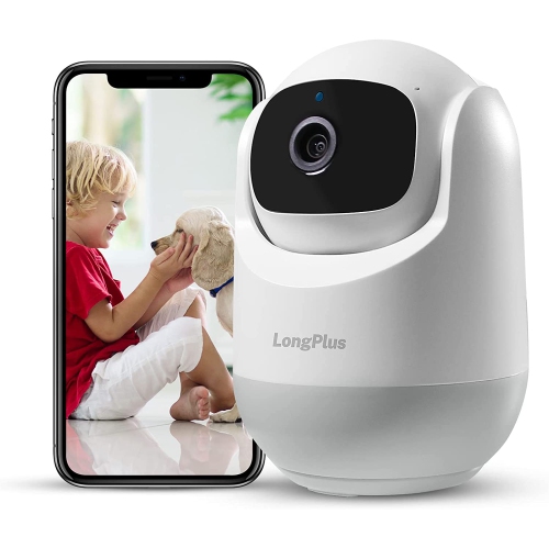 Caméra de sécurité Wi-Fi avec vue à 360 degrés, vision nocturne infrarouge 1080p, audio bidirectionnel, moniteur pour bébé et suivi de mouvement AI