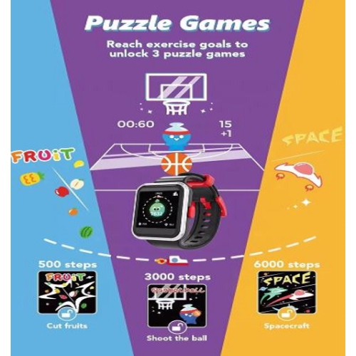 Montre intelligente pour enfants ULTREND, moniteur d'activité physique, écran tactile de 1,44 po, 3 jeux intégrés, étanche IP68, et 6 modes de sport.