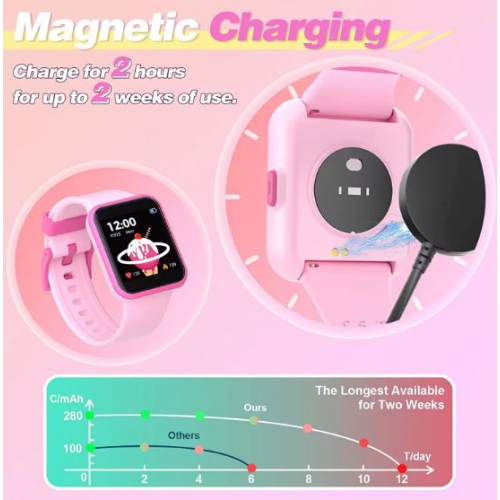 Montre intelligente pour enfants ULTREND, moniteur d'activité physique, écran tactile de 1,44 po, 3 jeux intégrés, étanche IP68, et 6 modes de sport.