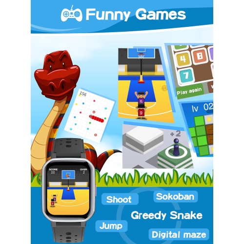 ULTREND Smart Watch for Kids, Fitness Activity Tracker, 1.44" touch screen, 5 Built-in games, IP68 waterproof, and 20 sports modes.