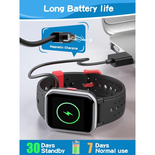 ULTREND Smart Watch for Kids, Fitness Activity Tracker, 1.44" touch screen, 5 Built-in games, IP68 waterproof, and 20 sports modes.