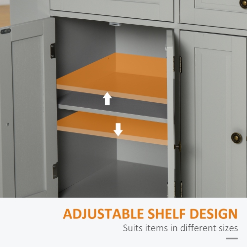 Îlot de cuisine de HOMCOM avec dessus en bois de caoutchouc, table sur roulettes avec îlot de cuisine, tablettes réglables, support à épices et