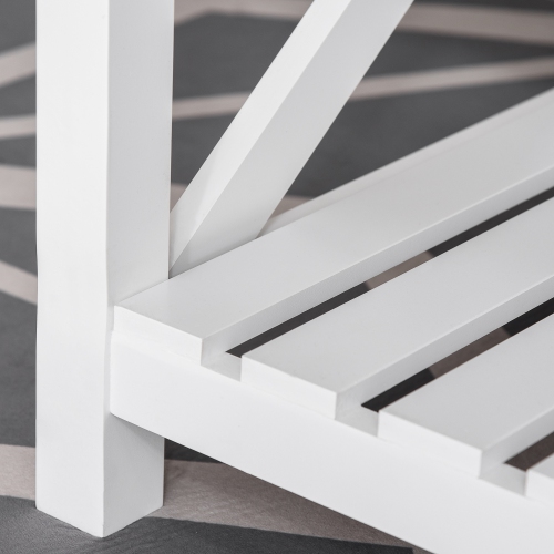 HOMCOM Farmhouse 2-Tier Coffee Table, Center Table with Slatted Bottom Storage Shelf and X Bar Frame for Living Room, 45.7" x 23.6" x 18.9", White