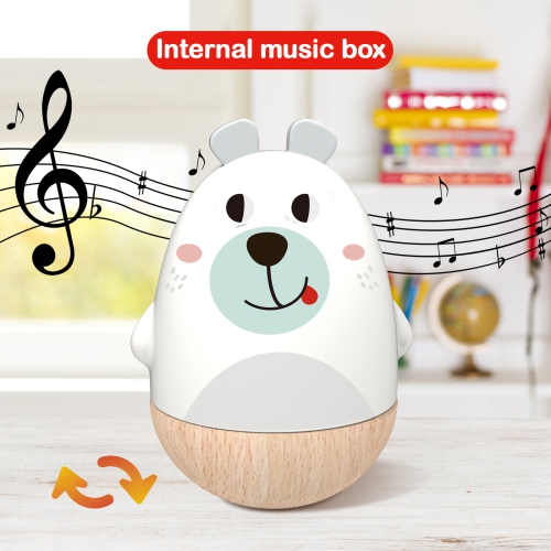 TOOKYLAND Bear Wind-Up Musical Wobbler - Roly Poly Tumbler Toy, Ages 12m+