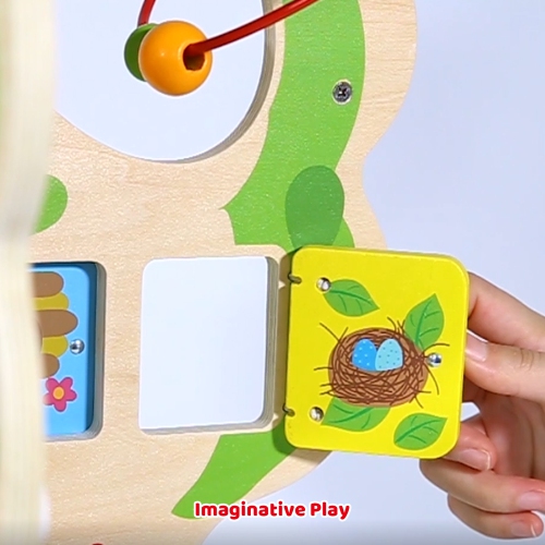 TOOKYLAND Wooden Rotating Activity Tree - Activity Center Toy with Bead Maze, Spinning Gears, Clock, Doors and More, 2 Years +