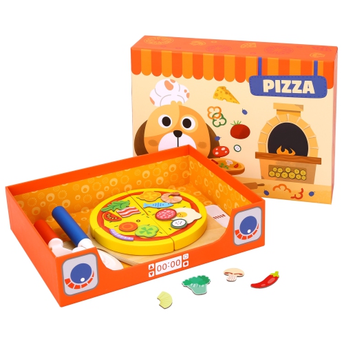 TOOKYLAND Pizza Baking Play Set - 39pcs - Wooden Pretend Food Cooking Toy, Ages 3+
