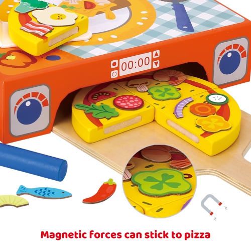 TOOKYLAND Pizza Baking Play Set - 39pcs - Wooden Pretend Food Cooking Toy, Ages 3+