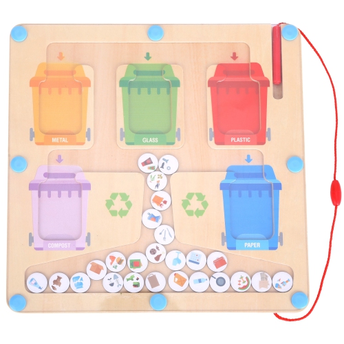 TOOKYLAND Recycling Maze Sorting Game - Magnetic Wand Sorter Toy, Ages 3+
