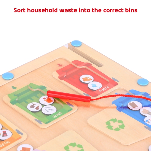 TOOKYLAND Recycling Maze Sorting Game - Magnetic Wand Sorter Toy, Ages 3+
