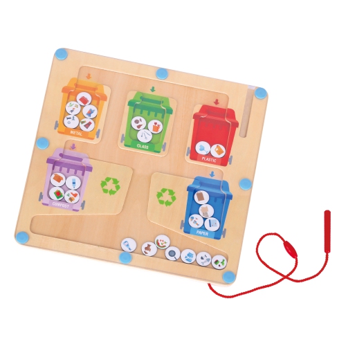 TOOKYLAND Recycling Maze Sorting Game - Magnetic Wand Sorter Toy, Ages 3+