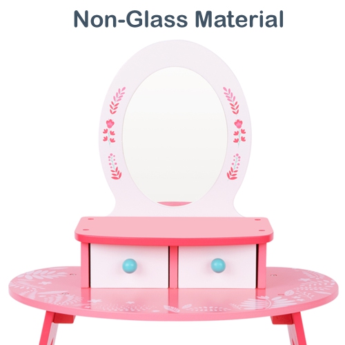 TOOKYLAND Coiffeuse en Bois pour Enfants - 16pcs - Table Jouet de Maquillage et de Coiffure avec Miroir et Accessoires, 3 Ans +