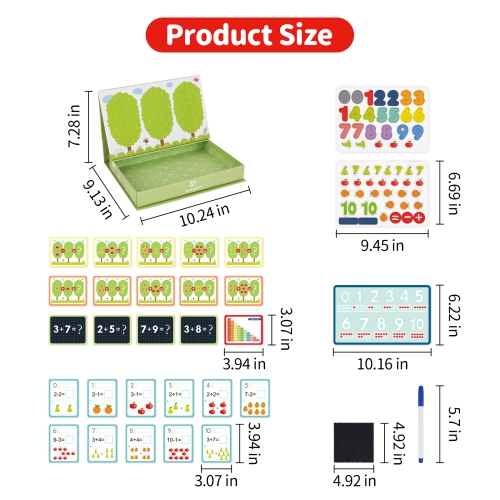 TOOKYLAND Math Learning Magnetic Box - 86pcs - Early Math Skills Educational Toy, Ages 3+