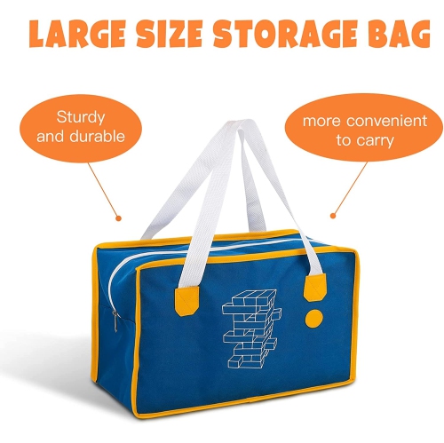 TOOKYLAND Giant Block Stacking Game - 56pcs - Oversized Wooden Tumble Tower with Storage Bag; 3 Years and Older