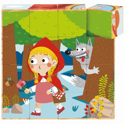 TOOKYLAND Casse-tête de Blocs en Bois - 17pcs - Scènes du Petit Chaperon Rouge avec Livret, 2 Ans et +