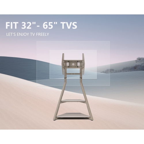 FITUEYES Design Corner Floor TV Stand for 32-65 Inch TV, Modern TV Stand TV Cart with Mount for LCD/LED Flat Curved Screens, Height Adjustable