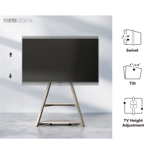 FITUEYES Design Corner Floor TV Stand for 32-65 Inch TV, Modern TV Stand TV Cart with Mount for LCD/LED Flat Curved Screens, Height Adjustable