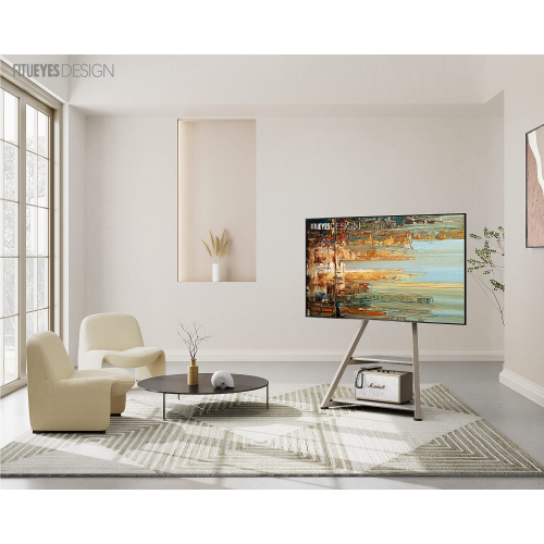 FITUEYES Design Corner Floor TV Stand for 32-65 Inch TV, Modern TV Stand TV Cart with Mount for LCD/LED Flat Curved Screens, Height Adjustable