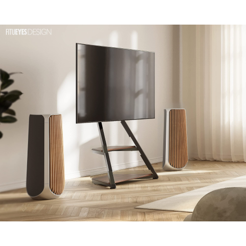 FITUEYES Design Corner Floor TV Stand for 32-65 Inch TV, Modern TV Stand TV Cart with Mount for LCD/LED Flat Curved Screens, Height Adjustable