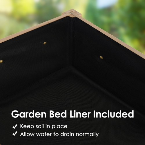 Topbuy 47x23x35in Raised Garden Bed with Shelf & Liner Elevated Wood Planter Box Outdoor Standing Planter Bed with Legs