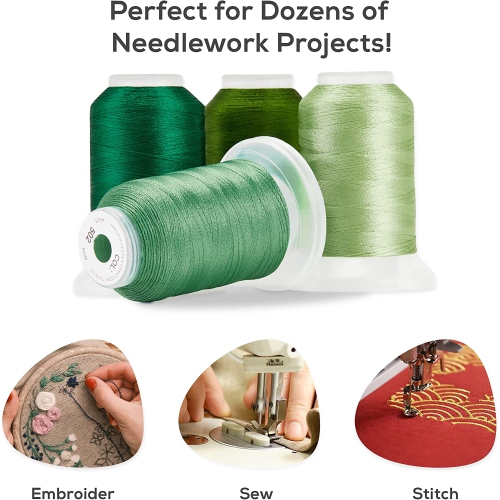 JumblCrafts 40 Color Embroidery Thread Kit – Spools of 500M Thick Thread