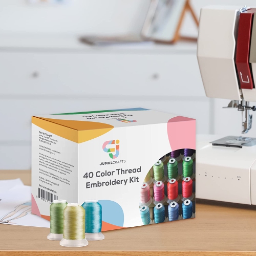JumblCrafts 40 Color Embroidery Thread Kit – Spools of 500M Thick Thread