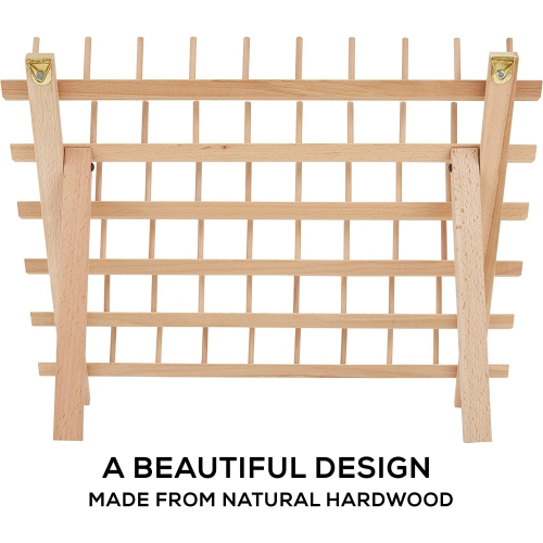 JumblCrafts 60-Spool Wooden Embroidery Thread Holder with Hanging Hooks
