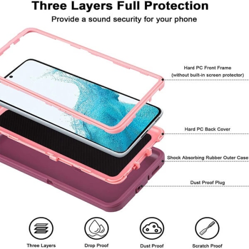 Samsung Galaxy S22 Plus 5G Case 3in1 Drop Resistant Defender Tradies Hybrid Armor Heavy Duty Rugged Shockproof Tough Galaxy S22+ Cover
