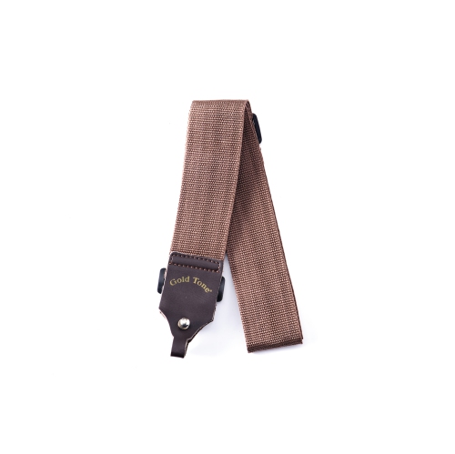 Gold Tone Cloth Banjo Strap - Brown