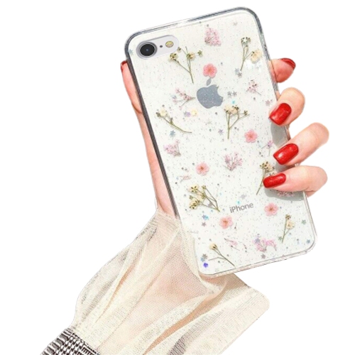 SUPERSHIELD  for Apple Iphone 7 Plus / 8 Plus Smart Shockproof Dry Flower Glitter Case Tpu Back Cover In Pink