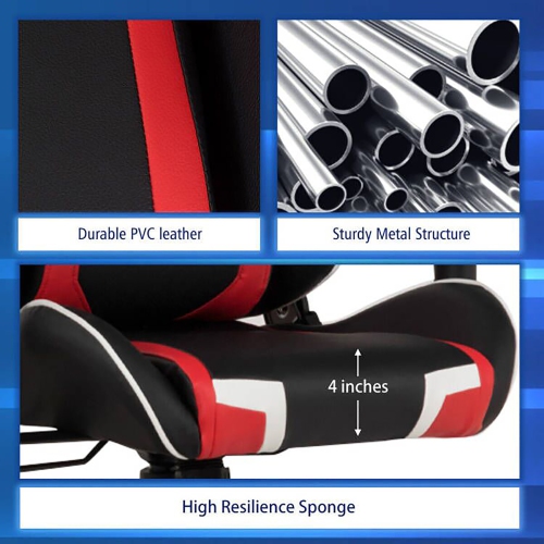 Goplus Z-Shaped Racing Style Desk & Massage Gaming Chair Set for Home Office