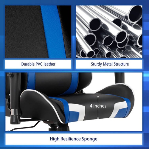 Goplus Z-Shaped Racing Style Desk & Massage Gaming Chair Set for Home Office