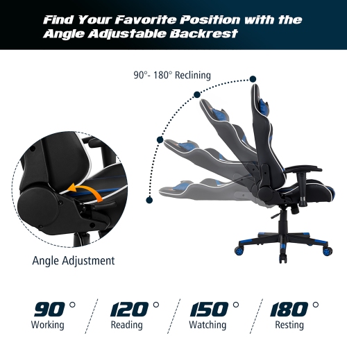 Goplus X-Shaped Gaming Desk & Racing Style Massage Chair Set Home Office