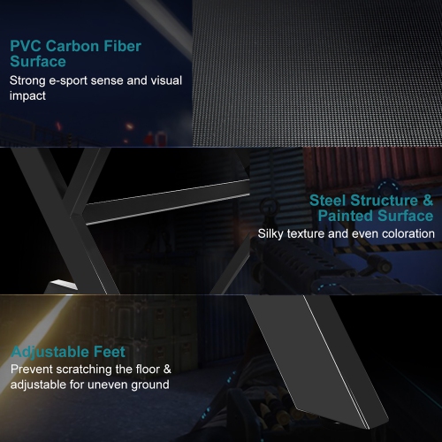 Goplus X-Shaped Gaming Desk & Racing Style Massage Chair Set Home Office Black+White/Blue/Grey/Red