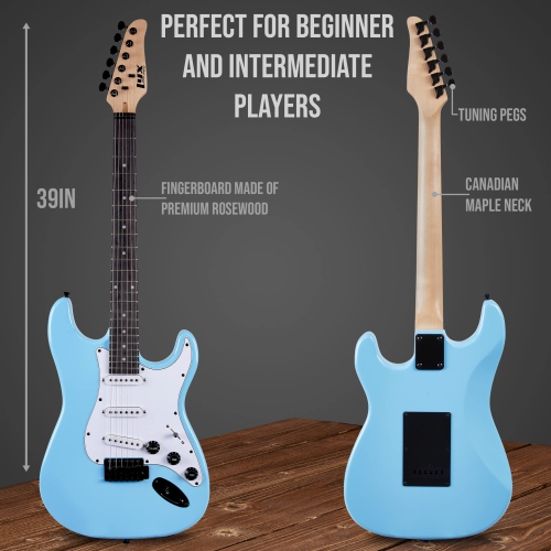 LyxPro Beginner 39” Electric Guitar & Electric Guitar Accessories, Retro Blue