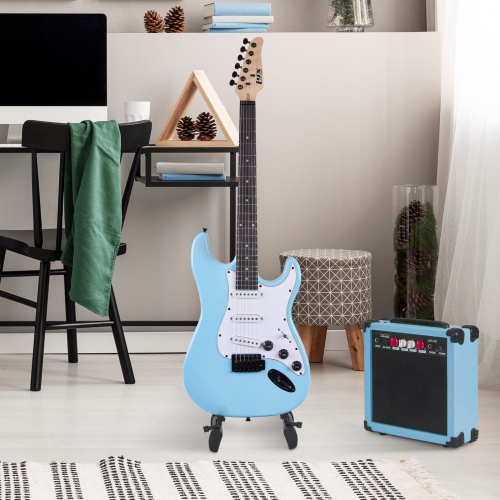 LyxPro Beginner 39” Electric Guitar & Electric Guitar Accessories, Retro Blue