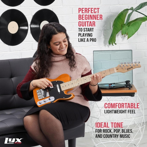 LyxPro Beginner 30" Telecaster Electric Guitar, Paulownia Body, Mahogany