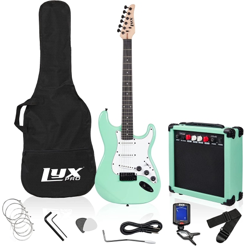 LyxPro Beginner 36” Electric Guitar & Electric Guitar Accessories for Kids, Natural