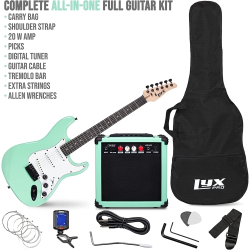 LyxPro Beginner 36” Electric Guitar & Electric Guitar Accessories for Kids, Natural