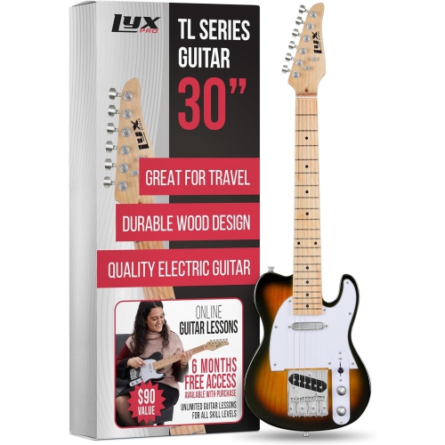 LyxPro Beginner 30" Telecaster Electric Guitar, Paulownia Body, Sunburst