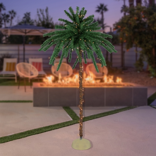 6' Pre-Lit Artificial Tropical Outdoor Patio Palm Tree - Clear Lights