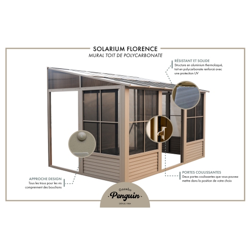 Florence Add-A-Room avec toit en polycarbonate 8 Ft. X 16 pi Dans le sable