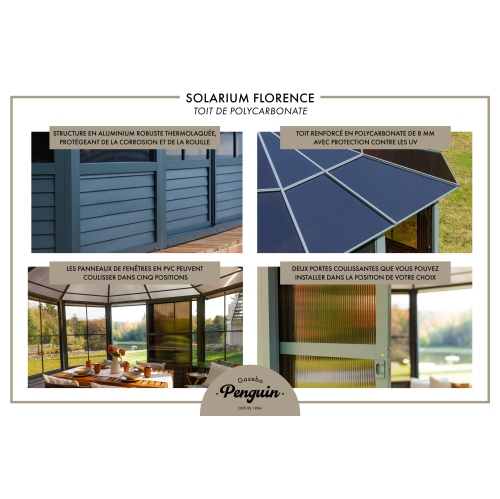 Florence Solarium with polycarbonate roof 12 Ft. x 12 Ft. in Sand