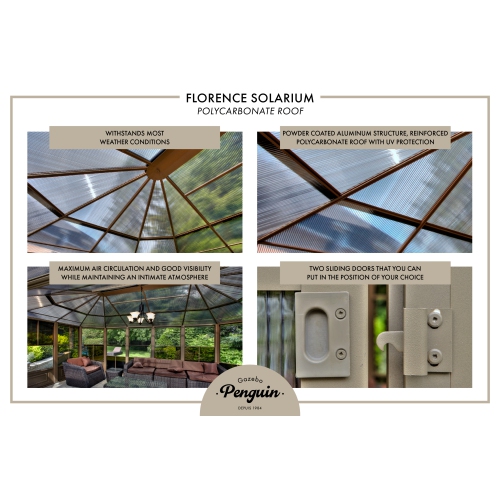 Florence Solarium with polycarbonate roof 12 Ft. x 12 Ft. in Slate