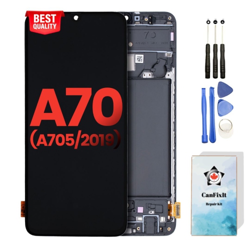 CANFIXIT  Screen Replacement for Samsung Galaxy A70 Glass Oled Display Touch Digitizer Lcd Assembly w Frame ( 6.70") And Tools Kits A705U / A705F /