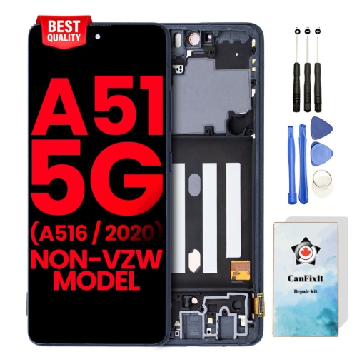 CanFixIt Screen Replacement for Samsung Galaxy A51 5G Glass OLED Display Touch Digitizer LCD Assembly with Frame and Free Repair Tools Kits A51 5G